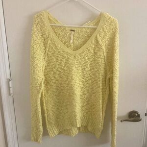 Yellow Free People popcorn sweater